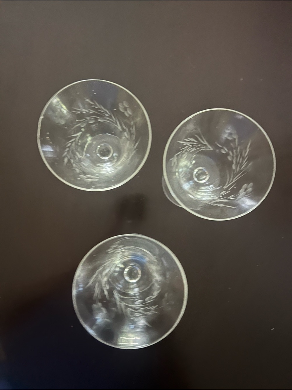Clear Etched wine glasses - set of 3